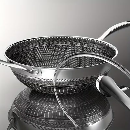 13.3-Inch Tri-Ply Stainless Steel Nonstick Wok with Lid & 2-Piece Cookware Set