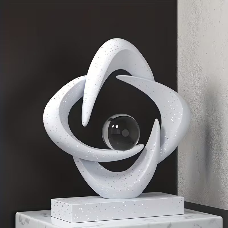 Abstract Resin Sculpture with Crystal Ball