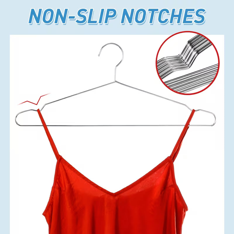 100 Pcs Stainless Steel Metal Hangers – Ultra-Thin Space-Saving Wire Clothes Hangers