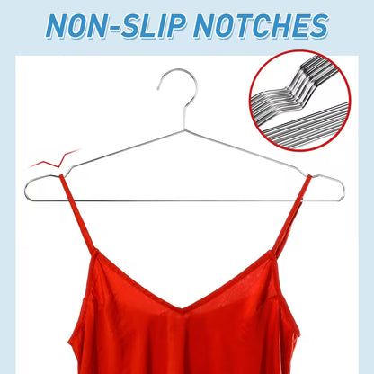 100 Pcs Stainless Steel Metal Hangers – Ultra-Thin Space-Saving Wire Clothes Hangers