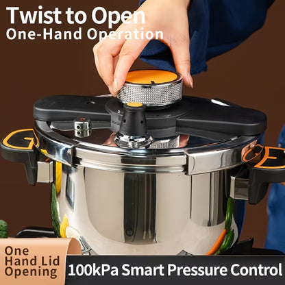 Stainless Steel Pressure Cooker & Stew Pot with Twist-Lock Lid, 5L/6L/8L, Induction & Gas Compatible