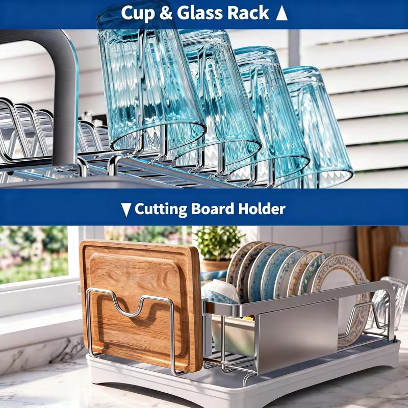304 Stainless Steel Dish Drying Rack for Kitchen Countertop