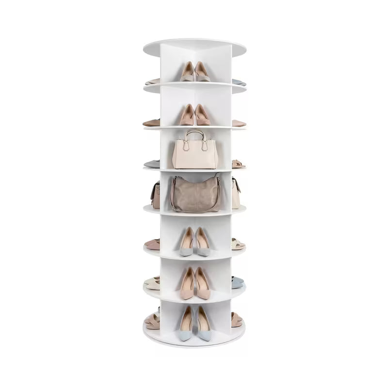7-Tier 360° Rotating Shoe Rack Tower, Spinning Shoe Organizer and Storage Carousel for Entryway, Closet, Bedroom & Living Room