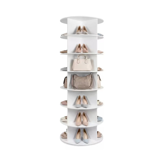 7-Tier 360° Rotating Shoe Rack Tower, Spinning Shoe Organizer and Storage Carousel for Entryway, Closet, Bedroom & Living Room
