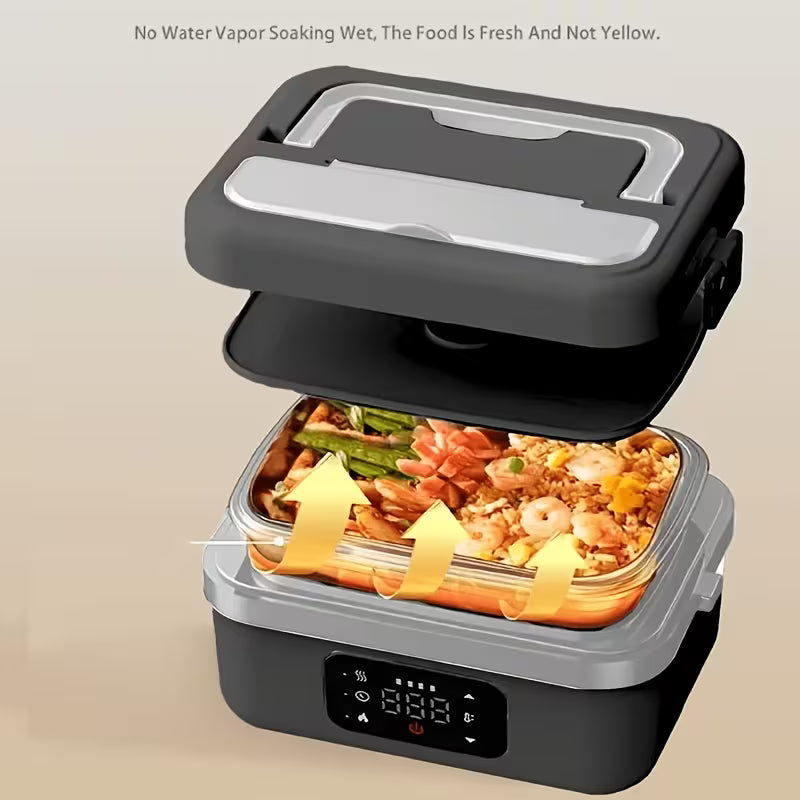 Portable Heated Lunch Box – 8000mAh Rechargeable Battery, 33.81 oz Stainless Steel Food Warmer