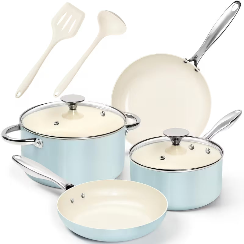 8-Piece Ceramic Nonstick Cookware Set