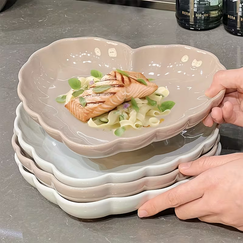 4-Piece 8.25-Inch Heart-Shaped Ceramic Plate Set