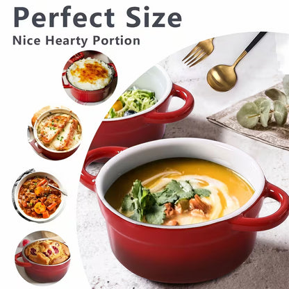 4-Piece 12 oz Ceramic Mini Cocotte Set with Lids