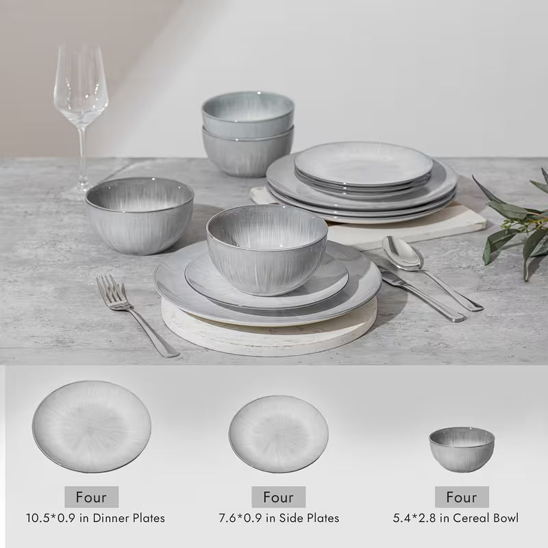 12-Piece Hand-Painted Porcelain Dinnerware Set – Service for 4