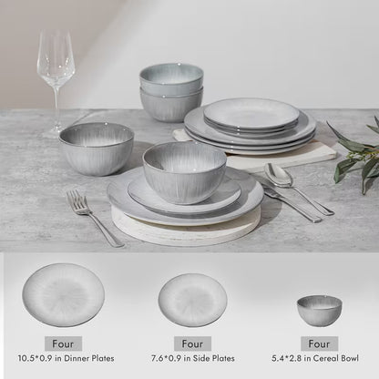 12-Piece Hand-Painted Porcelain Dinnerware Set – Service for 4