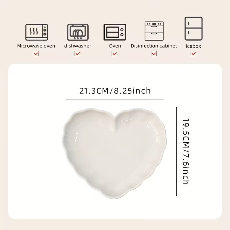 4-Piece 8.25-Inch Heart-Shaped Ceramic Plate Set