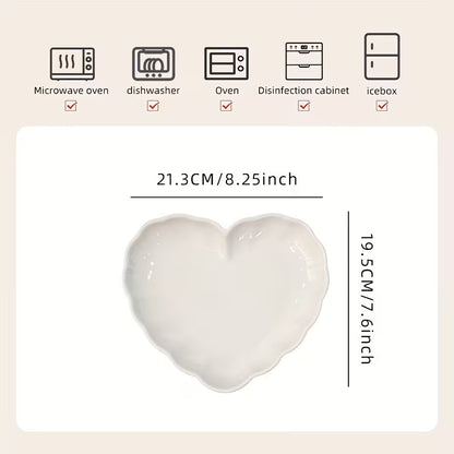 4-Piece 8.25-Inch Heart-Shaped Ceramic Plate Set