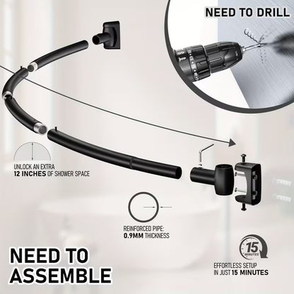 Heavy-Duty Curved Adjustable Shower Rod