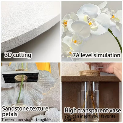 3D Flower Wall Decor with Lights – Handmade Sandstone Floral Wall Art