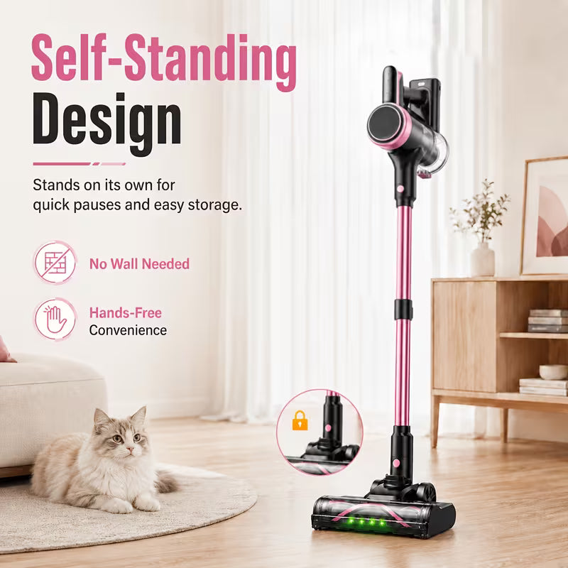 45KPa Cordless Vacuum Cleaner – 8-in-1 Self-Standing Stick Vacuum with Anti-Tangle Brush