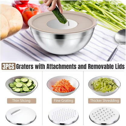 7–26 Piece 316 Stainless Steel Mixing Bowl Set with Airtight Lids