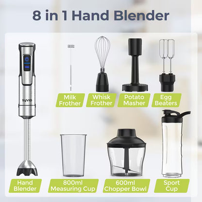 8-in-1 1000W Hand Blender with 15-Speed Control