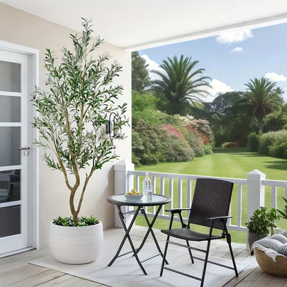 5/6/7 Ft Artificial Olive Tree with Realistic Leaves & Fruits, Multi-Trunk Potted Plant for Home Decor