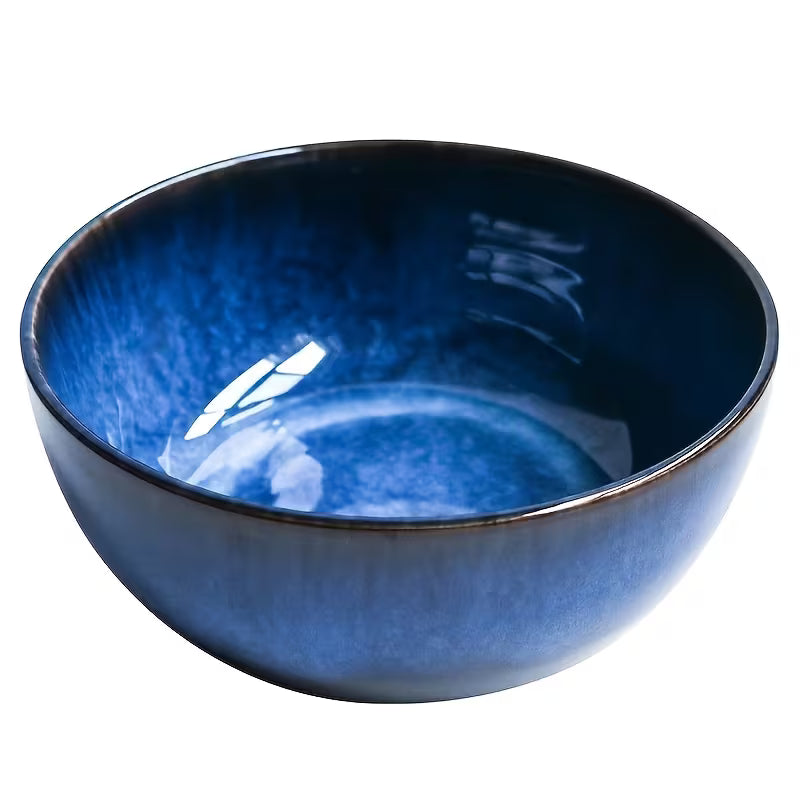 2-Piece Extra Large Ceramic Bowls – 2400ml Deep Blue Serving & Ramen Bowls
