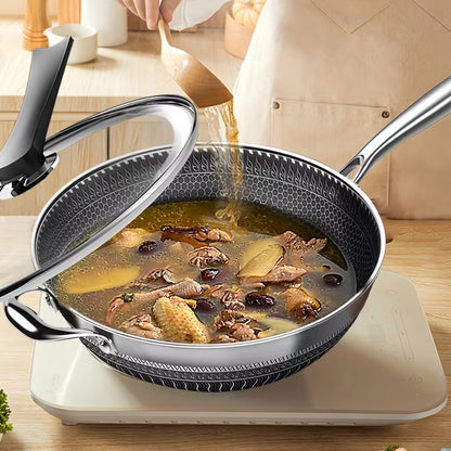 13.3-Inch Tri-Ply Stainless Steel Nonstick Wok with Lid & 2-Piece Cookware Set
