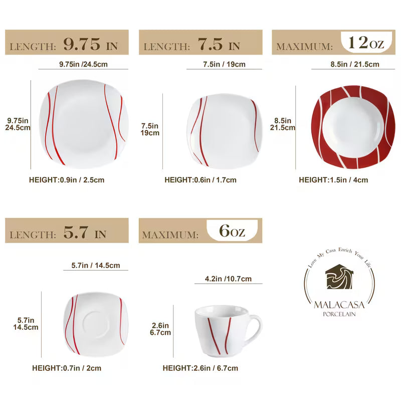 30-Piece Porcelain Dinnerware Set – Service for 6