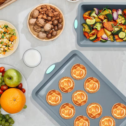 4-Piece Silicone Bakeware Set with Metal-Reinforced Frames
