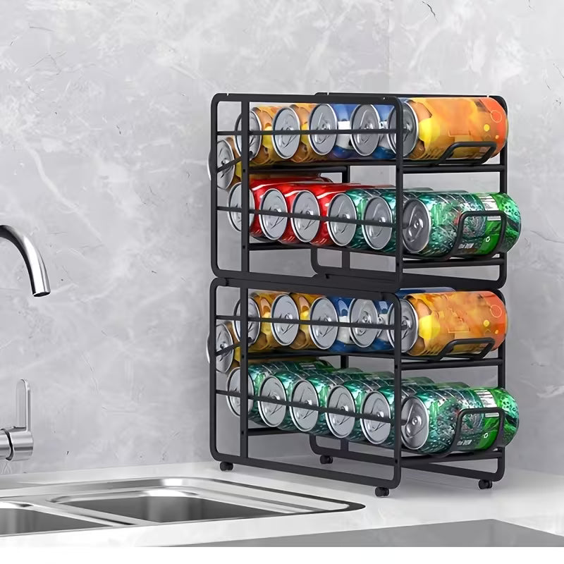 2-Pack Sliding Can Dispenser Rack – Stackable Pantry Can Organizer