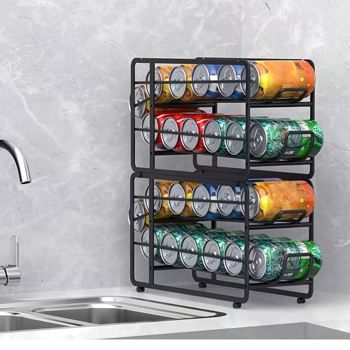 2-Pack Sliding Can Dispenser Rack – Stackable Pantry Can Organizer