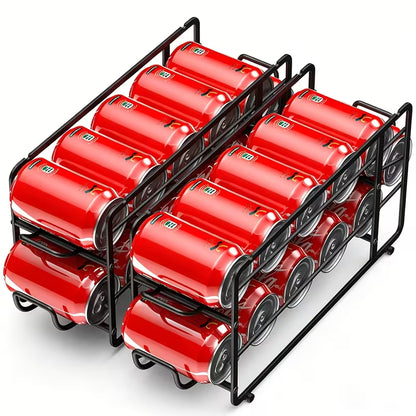 2-Pack Sliding Can Dispenser Rack – Stackable Pantry Can Organizer