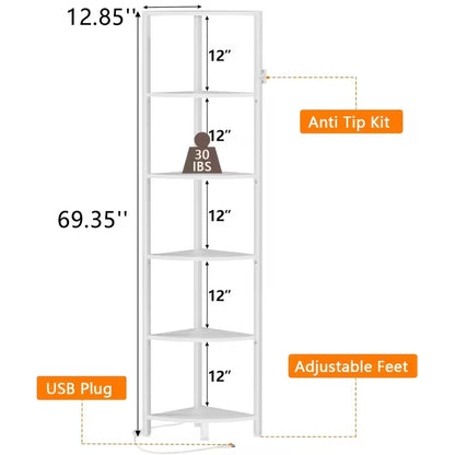 6-Tier Corner Shelf with LED Lights