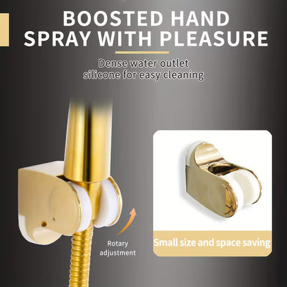 Golden High-Pressure Square Rain Shower Head & Handheld Shower Set