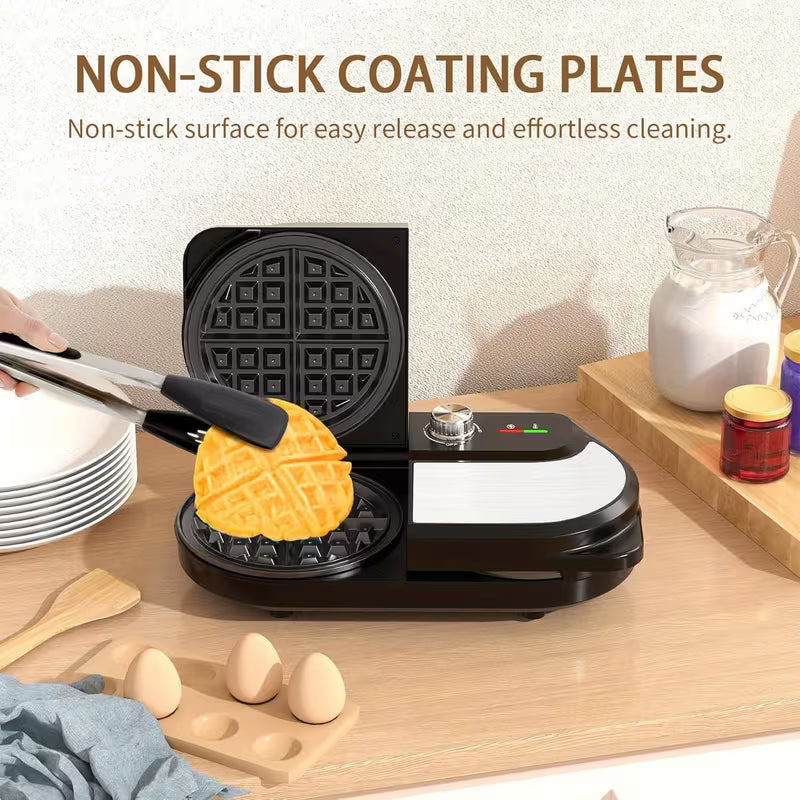 6-Inch Double Belgian Waffle Maker – 1400W Commercial-Style Waffle Machine