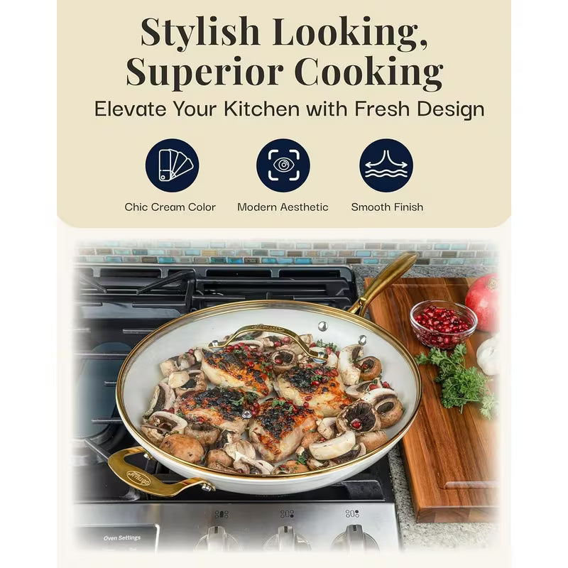 14-Inch Extra-Large Ceramic Nonstick Frying Pan with Lid