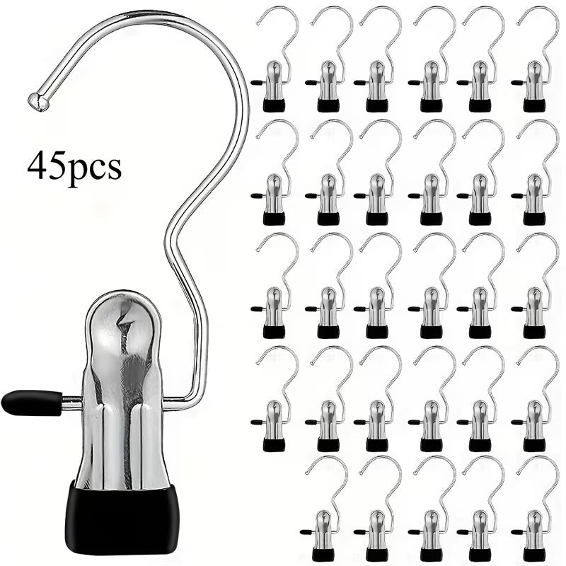 45 Pcs Jeans Hangers with Clips – 360° Rotating Space-Saving Metal Pants Hangers