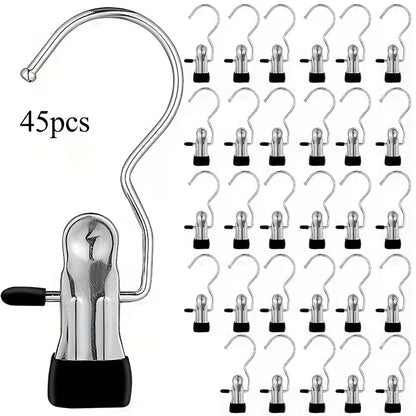 45 Pcs Jeans Hangers with Clips – 360° Rotating Space-Saving Metal Pants Hangers