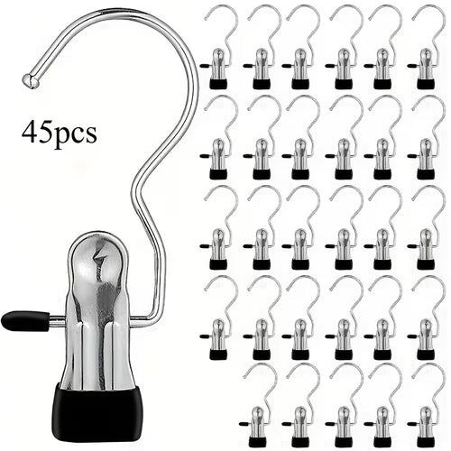 45 Pcs Jeans Hangers with Clips – 360° Rotating Space-Saving Metal Pants Hangers