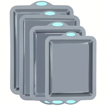4-Piece Silicone Bakeware Set with Metal-Reinforced Frames