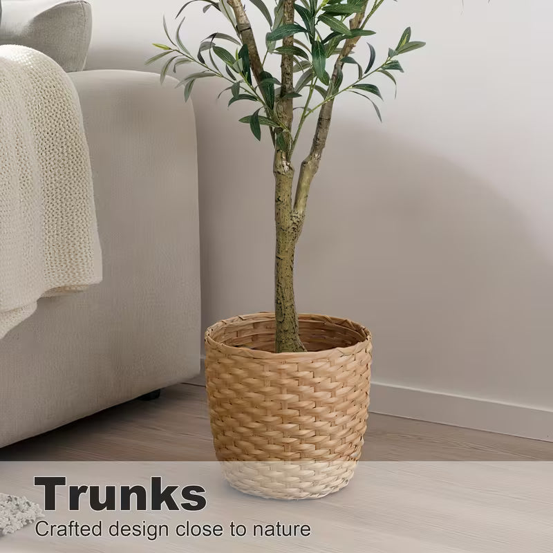 5/6/7 Ft Artificial Olive Tree with Realistic Leaves & Fruits, Multi-Trunk Potted Plant for Home Decor