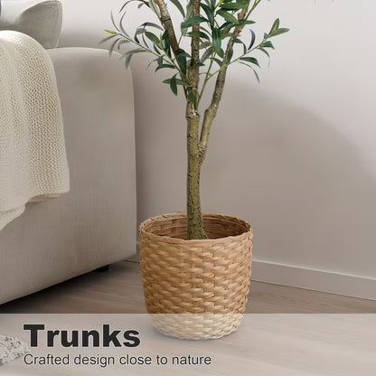 5/6/7 Ft Artificial Olive Tree with Realistic Leaves & Fruits, Multi-Trunk Potted Plant for Home Decor