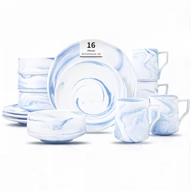 16-Piece / 20-Piece Marbled Dinnerware Set for 4