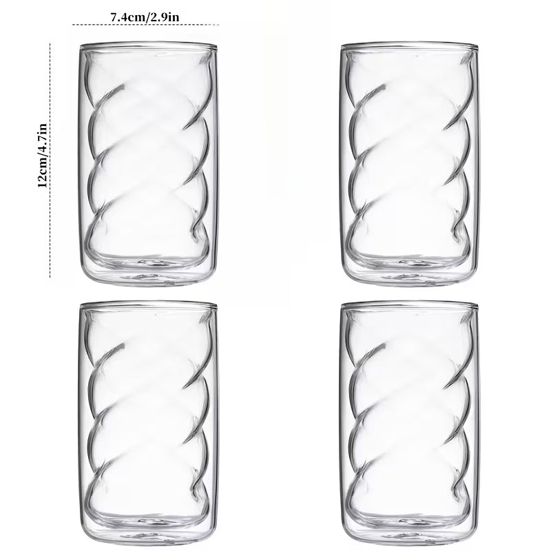 4-Piece Double-Wall Insulated Glass Coffee Cups – Heat-Resistant Glass Coffee & Milk Cups