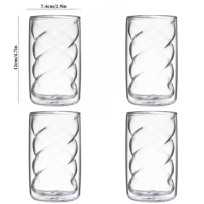 4-Piece Double-Wall Insulated Glass Coffee Cups – Heat-Resistant Glass Coffee & Milk Cups