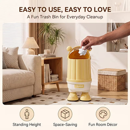 Cute Ear Covered Trash Can with Locking Lid