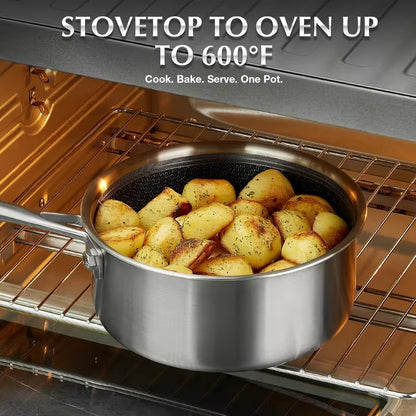 6-Piece Stainless Steel Nonstick Cookware Set with Honeycomb Interior