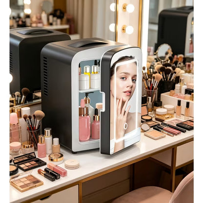 4L Skincare Mini Fridge with Dimmable LED Mirror
