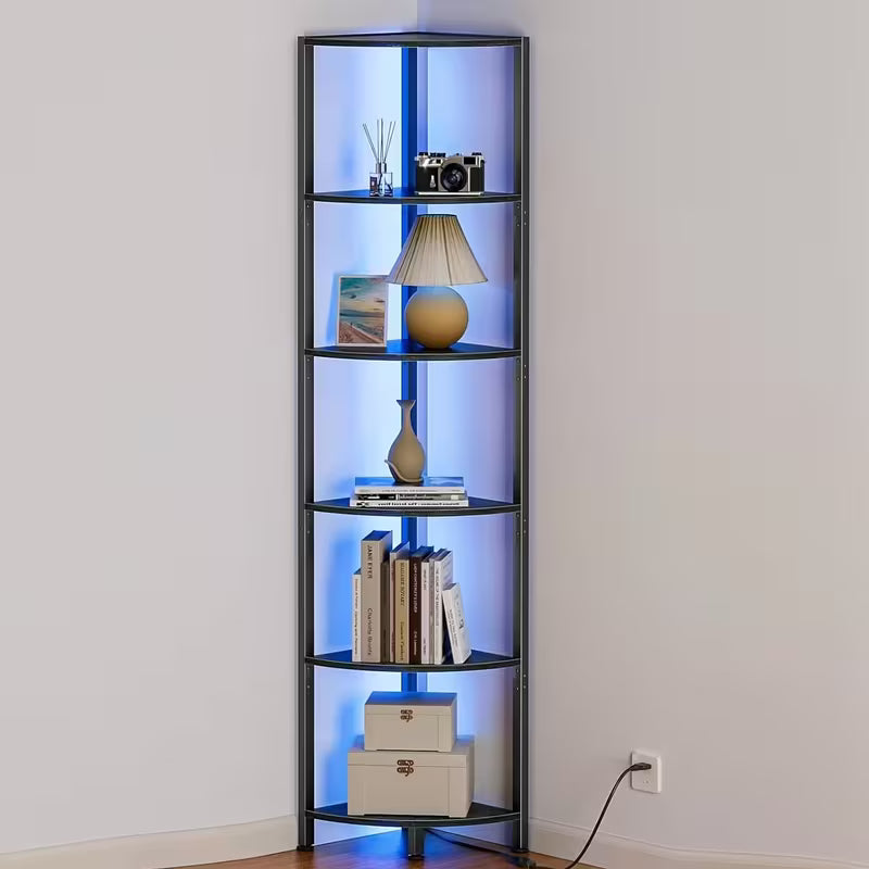 6-Tier Corner Shelf with LED Lights