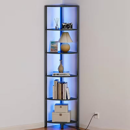 6-Tier Corner Shelf with LED Lights