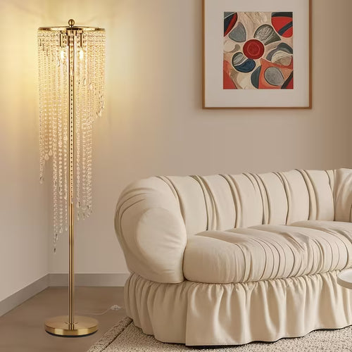 Elegant Golden Rain Floor Lamp – Tall Standing Light for Living Room & Bedroom