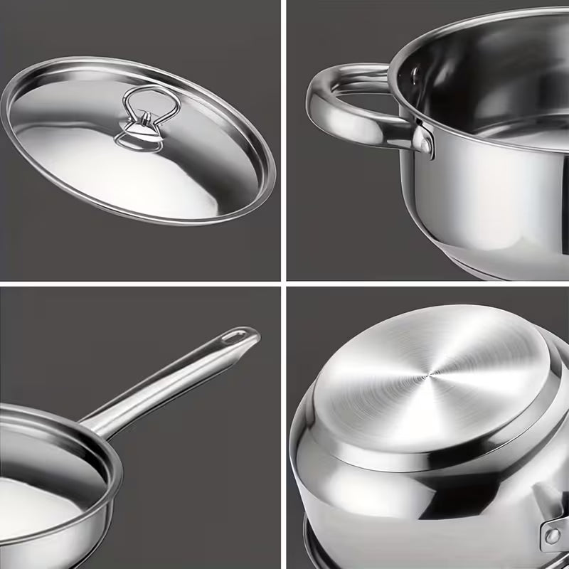 12-Piece Stainless Steel Cookware Set with Lids & Utensils – Induction Compatible Kitchen Pots and Pans