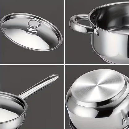 12-Piece Stainless Steel Cookware Set with Lids & Utensils – Induction Compatible Kitchen Pots and Pans